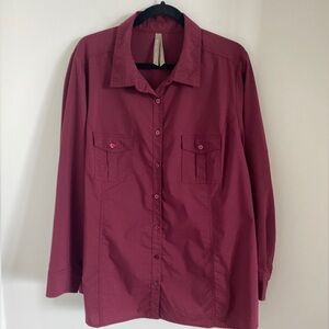 COPY PENNINGTONS Women’s Long Sleeve Shirt Top Wine Color Cotton Blend Size 2X